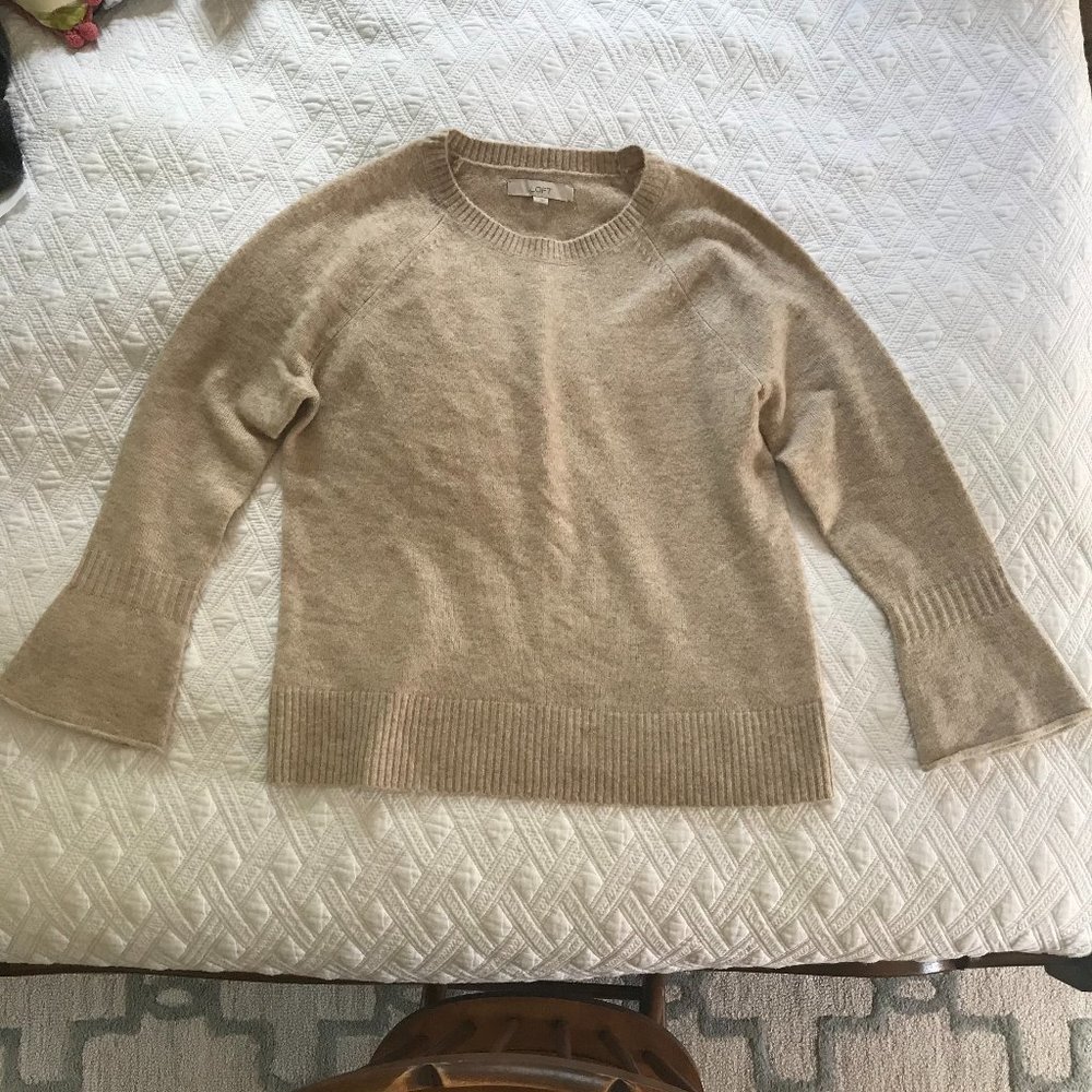 ⭐️3/$25 LOFT Tan Flare Cuff Sweater